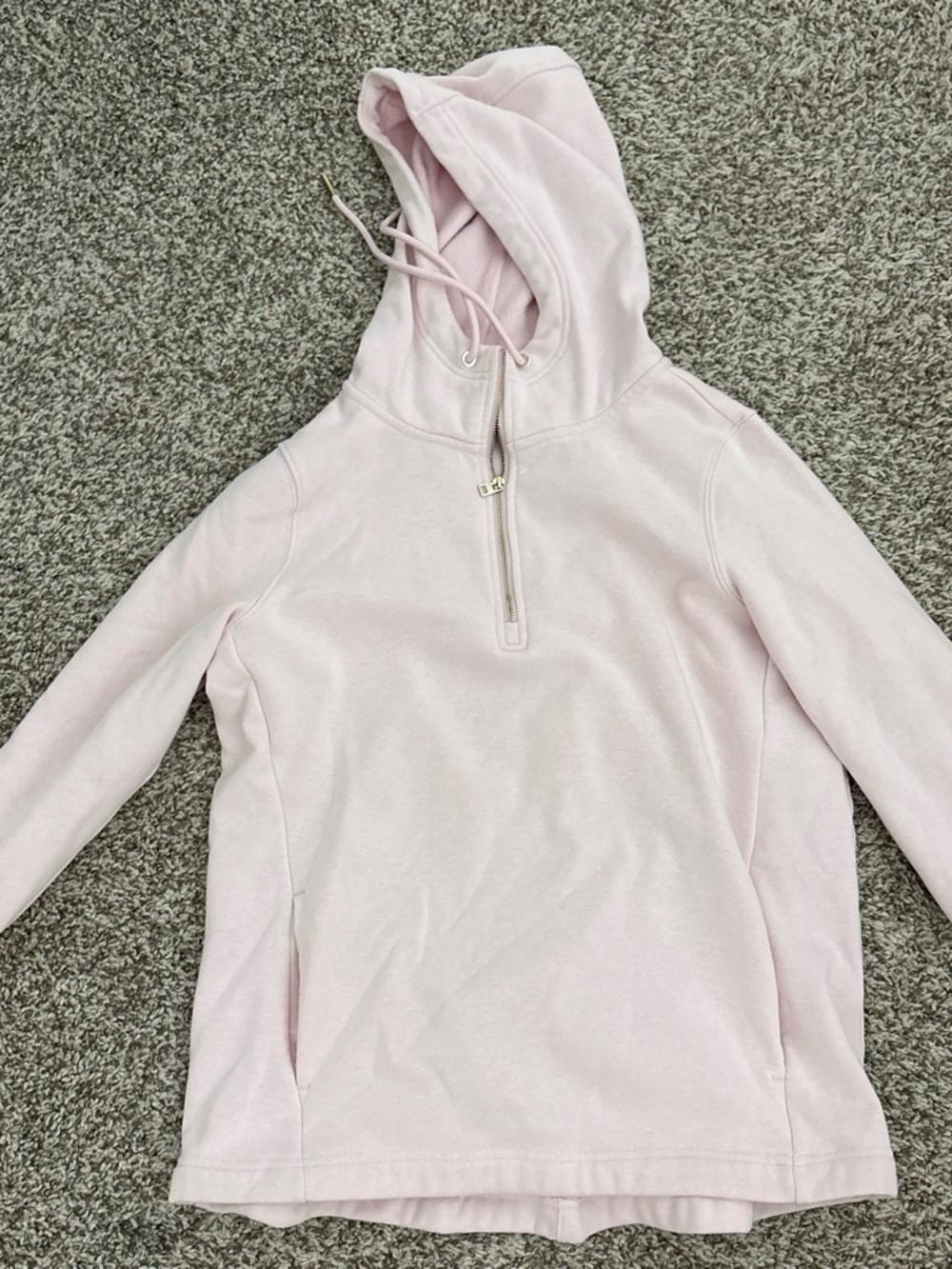 Light Pink Half-Zip Hoodie Sweatshirt - Women